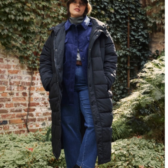 New Free People x Universal Standard Black long Puffer w/ hoodie Jacket Sz 10-12 - Picture 1 of 16